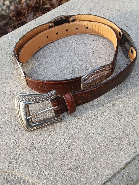 Fossil Leather Belt Womens Sz M Silver Buckle Brown Leather Sz M  28\